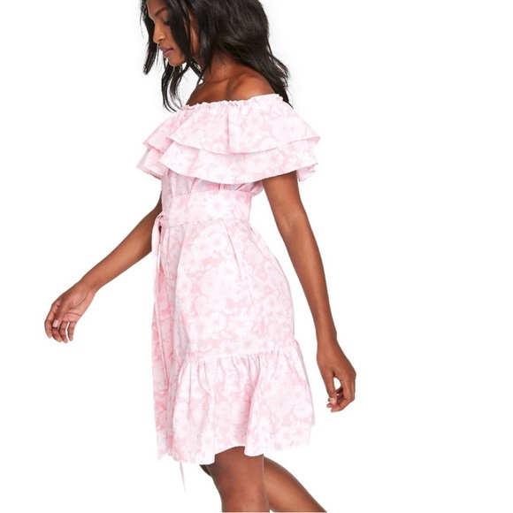 Lisa Marie Fernandez Pink Floral Ruffle Dress w/ Tie Belt Cotton Size Small - Picture 10 of 10